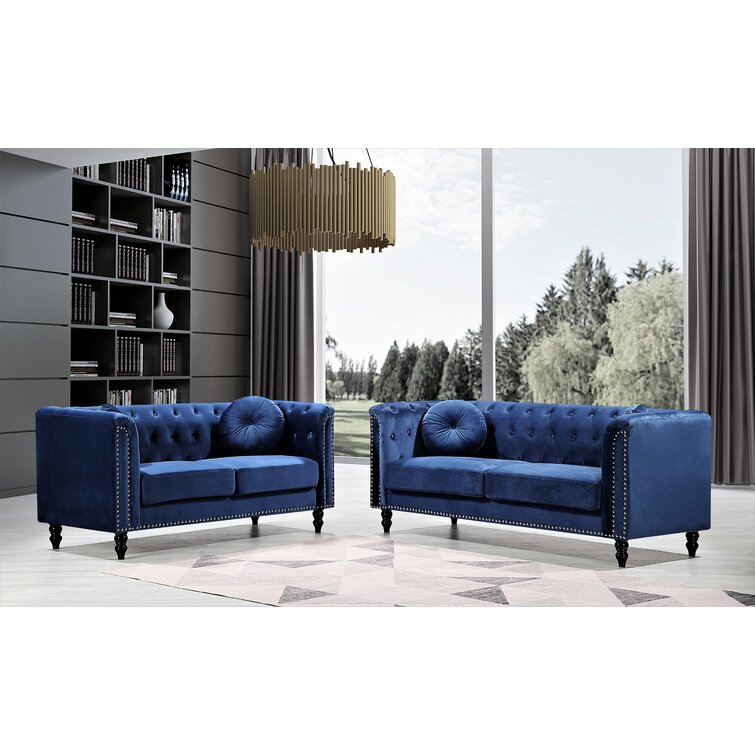 Wayfair blue store velvet sectional